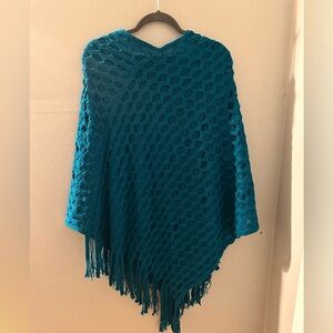 Beautiful Teal Poncho Sweater